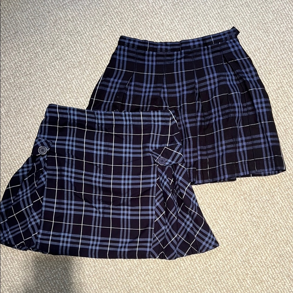 Two Lands End uniform school girls Skirts - Blue and Black plaid.